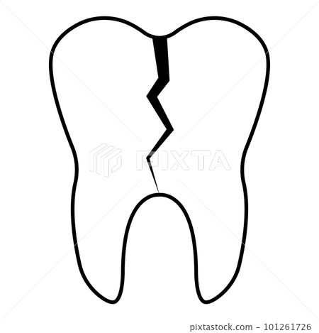 Teeth crack fracture, tooth carious cavity cartoon white, health dent 101261726