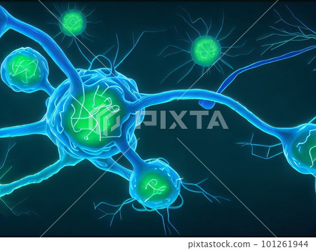 A Brilliant Illustration of Active Synapses and Neurons. Generative AI. 101261944