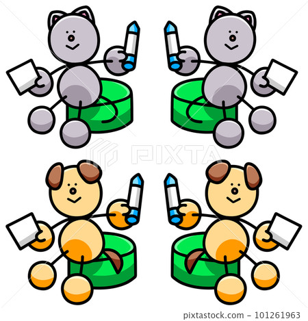 Illustration set of crafting Wanmaru and Nyanmaru, dog and cat Illustration set of crafting Wanmaru and Nyanmaru, dog and cat 101261963