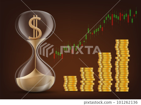 Dollar currency sign in an hourglass. Dollar currency sign in an hourglass. 101262136