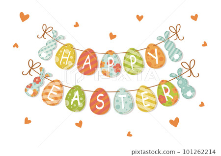 easter day greeting banner garland of easter eggs vector easter day greeting banner garland of easter eggs vector 101262214