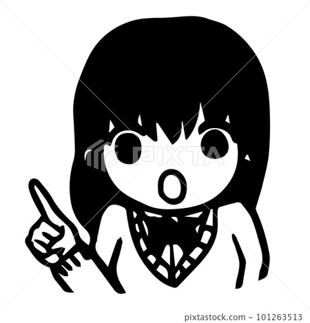 [Coloring book] High school girl pointing out points [line drawing] 101263513
