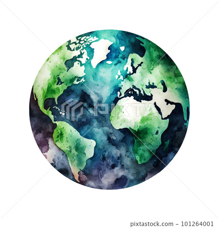 Artistic vector illustration of Earth globe isolated on white background. Watercolor style 101264001