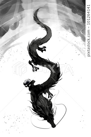black dragon coming down from the sky 101264141