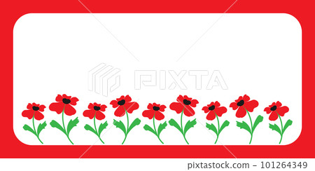 frame red doodle poppies stylized 101264349