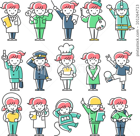 Girls dressed for various occupations 101264713