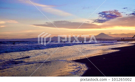 從湘南看到的日落和富士山 從湘南看到的日落和富士山 101265002