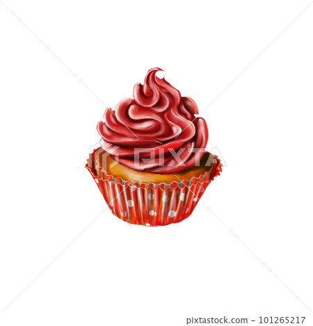 Cupcake, cake with red cream in orange bowl 101265217