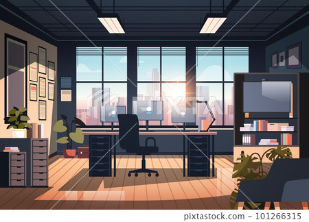 creative empty no people apartment modern loft interior of open space home office with furniture for corporate or freelance work 101266315