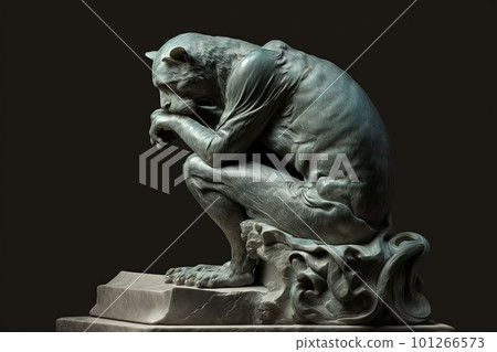 the thinker Statue Cat famous sculpture illustration generative ai the thinker Statue Cat famous sculpture illustration generative ai 101266573