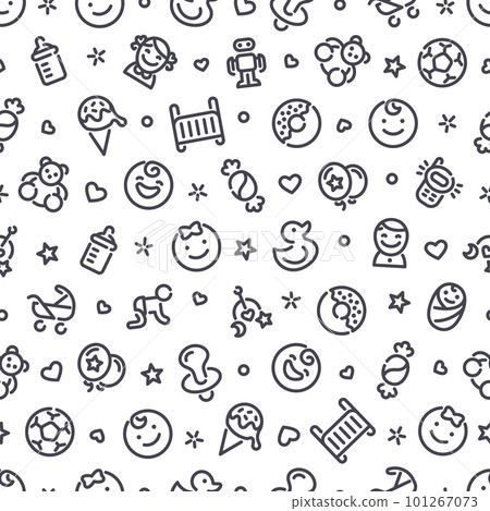 Baby Seamless Pattern with Icons 101267073