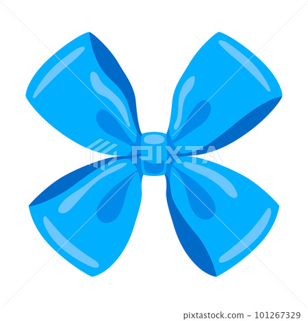Blue satin bow illustration. Ribbon with knot for card decoration and design. Blue satin bow illustration. Ribbon with knot for card decoration and design. 101267329