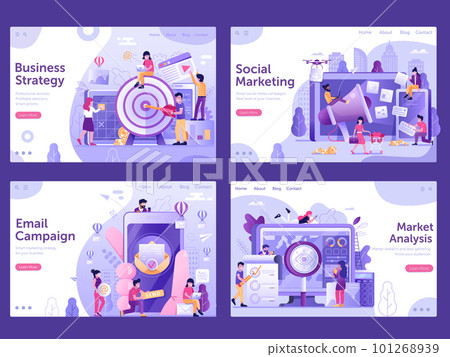 Web Marketing and Business Developing BannersSet 101268939