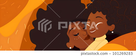 Mothers Day banner with POC mother and her child 101269283