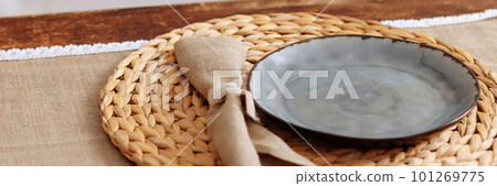 Table setting in authentic design and rustic style. 101269775