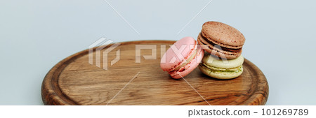 Three confectionery, sweet macaroons Three confectionery, sweet macaroons 101269789