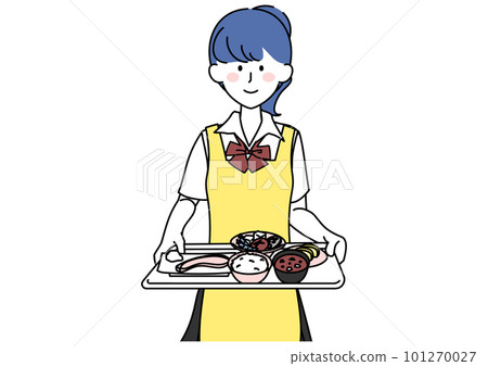 High school girl carrying food High school girl carrying food 101270027