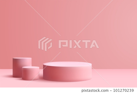 Podium 3d vector realistic. Cylindrical round podiums for the presentation of goods. Podium 3d vector realistic. Cylindrical round podiums for the presentation of goods. 101270239