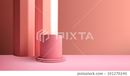 Podium 3d vector realistic. Cylindrical round podiums for the presentation of goods. 101270240