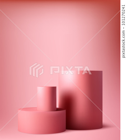 Podium 3d vector realistic. Cylindrical round podiums for the presentation of goods. Podium 3d vector realistic. Cylindrical round podiums for the presentation of goods. 101270241