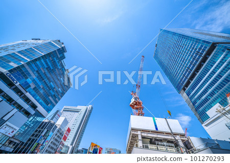 Tokyo cityscape in Japan April. Looking at Shibuya Station, where demolition work is progressing, and large cranes, etc. = 4th 101270293