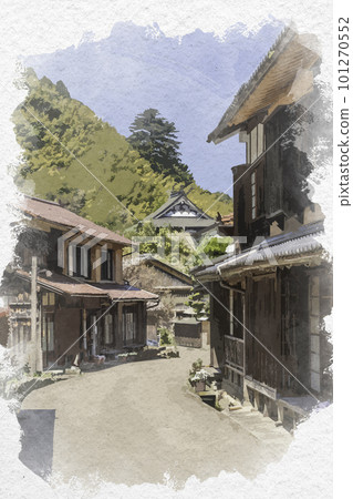 島根縣大田市 Iwami Ginzan 銀礦的水彩風格大森市景 島根縣大田市 Iwami Ginzan 銀礦的水彩風格大森市景 101270552