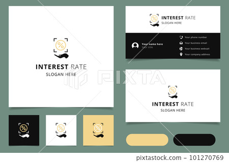 Interest rate logo design with editable slogan. Branding book and business card template. Interest rate logo design with editable slogan. Branding book and business card template. 101270769