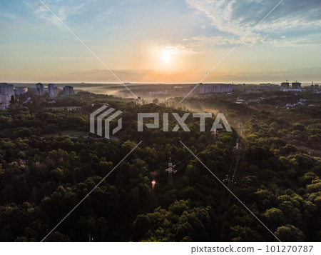 Aerial sunrise morning sky panorama Kharkiv city Aerial sunrise morning sky panorama Kharkiv city 101270787