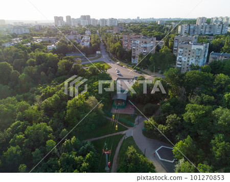 Cable car attraction aerial view, Kharkiv city 101270853