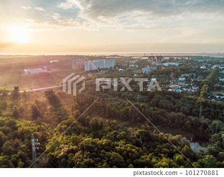 Aerial sunrise morning sky panorama Kharkiv city 101270881