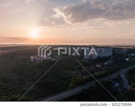 Aerial sunrise morning sky panorama Kharkiv city 101270884