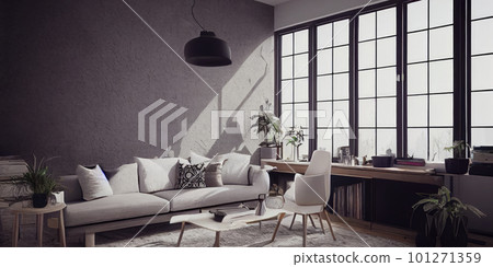 mock up poster frame in boho interior background, wooden living room design, Scandinavian style. Generative AI illustration mock up poster frame in boho interior background, wooden living room design, Scandinavian style. Generative AI illustration 101271359