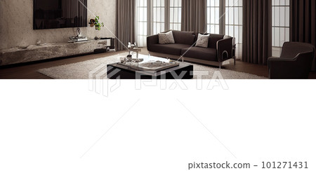 Large luxury modern elegant interiors Living room mockup. Modern style of furniture decoration. Generative AI illustration. Large luxury modern elegant interiors Living room mockup. Modern style of furniture decoration. Generative AI illustration. 101271431