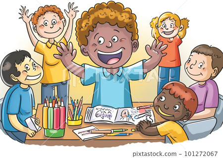 Group of children is playing together. AI generative illustration 101272067