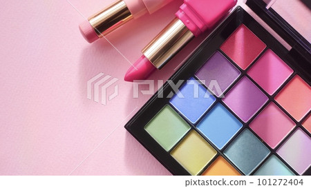 Colorful eyeshadow palette and lipstick Colorful eyeshadow palette and lipstick 101272404
