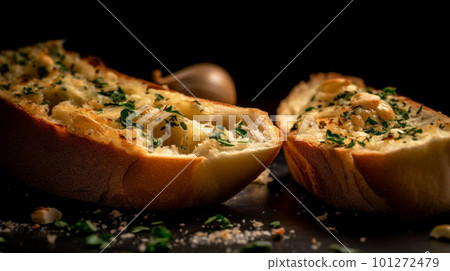 Freshly Baked Homemade Garlic Bread with a Mouthwatering Fragrance, Generative AI 101272479