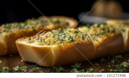 Freshly Baked Homemade Garlic Bread with a Mouthwatering Fragrance, Generative AI 101272496