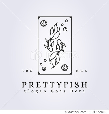 pretty couple ocean fish logo vector line art illustration design 101272802