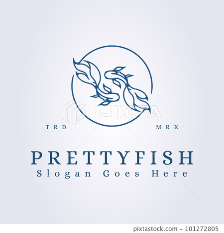 pretty couple fish logo vector line art illustration design pretty couple fish logo vector line art illustration design 101272805