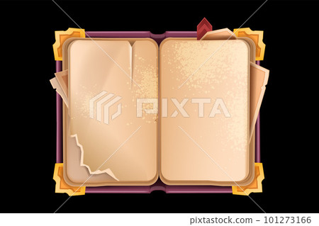 Magic book, vector fantasy game UI parchment background  101273166