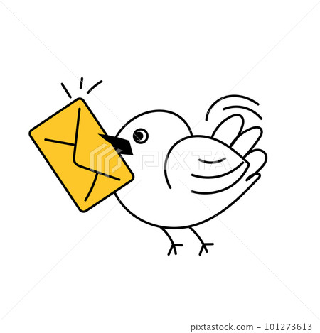 The bird carries an envelope. Chat, contacts, messages. Thin line cute vector illustration isolated on white background The bird carries an envelope. Chat, contacts, messages. Thin line cute vector illustration isolated on white background 101273613
