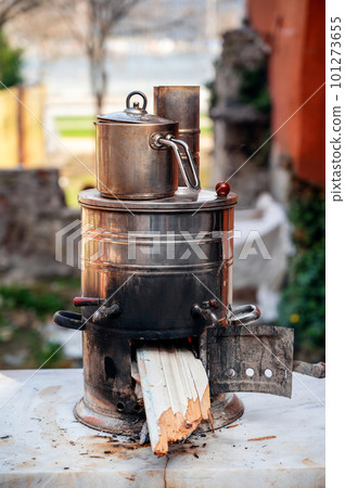 Outdoor vintage wood-fired stove in Istanbul, Turkey 101273655