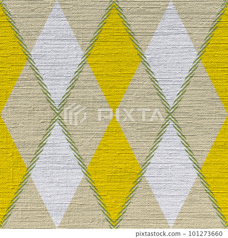 White and yellow cotton background with checkered texture diamond pattern. Natural cotton is very close. 3D-rendering White and yellow cotton background with checkered texture diamond pattern. Natural cotton is very close. 3D-rendering 101273660
