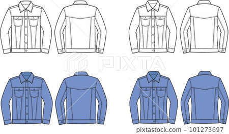 Mans and womans jean jacket. Front and back. Mans and womans jean jacket. Front and back. 101273697