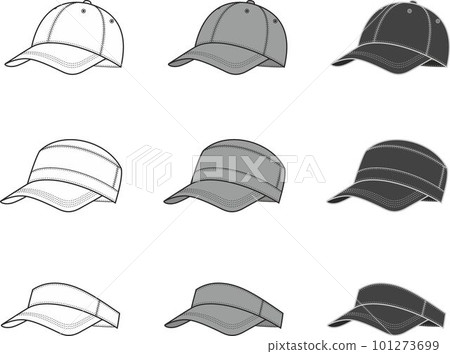 Baseball cap set. Front view. Baseball cap set. Front view. 101273699