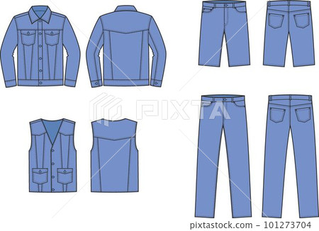 Mans jean jacket clothes. Front and back. Mans jean jacket clothes. Front and back. 101273704
