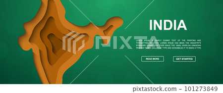 India paper cut symbol for promotion banner. Horizontal paper cut illustration. India map template illustration concept. Website design 101273849