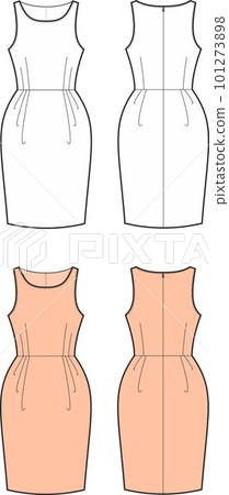 Womans summer folded dress. Front and back. Womans summer folded dress. Front and back. 101273898