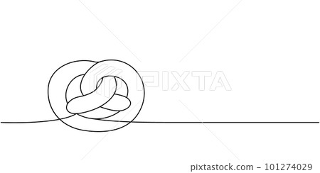 Pretzel one line continuous drawing. Bakery pastry products continuous one line illustration. Vector minimalist linear illustration. Pretzel one line continuous drawing. Bakery pastry products continuous one line illustration. Vector minimalist linear illustration. 101274029