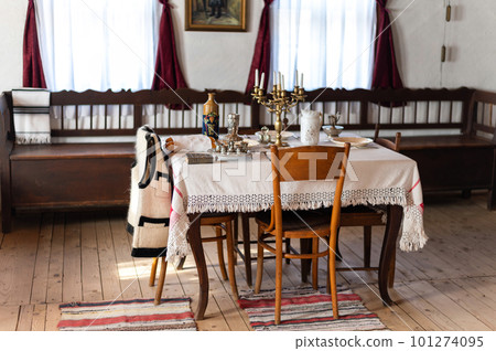 Interior of an old residential building in Village Museum in Bucharest, Romania Interior of an old residential building in Village Museum in Bucharest, Romania 101274095